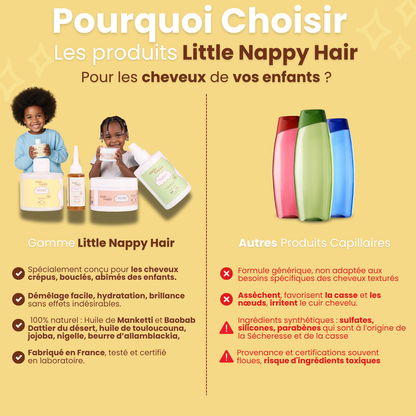 Gamme complète Little Nappy Hair dès 3 ans- 4 produits. Littlenappyhair
