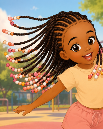 Petite fille avec tresses et perles en silicone Little Nappy Hair