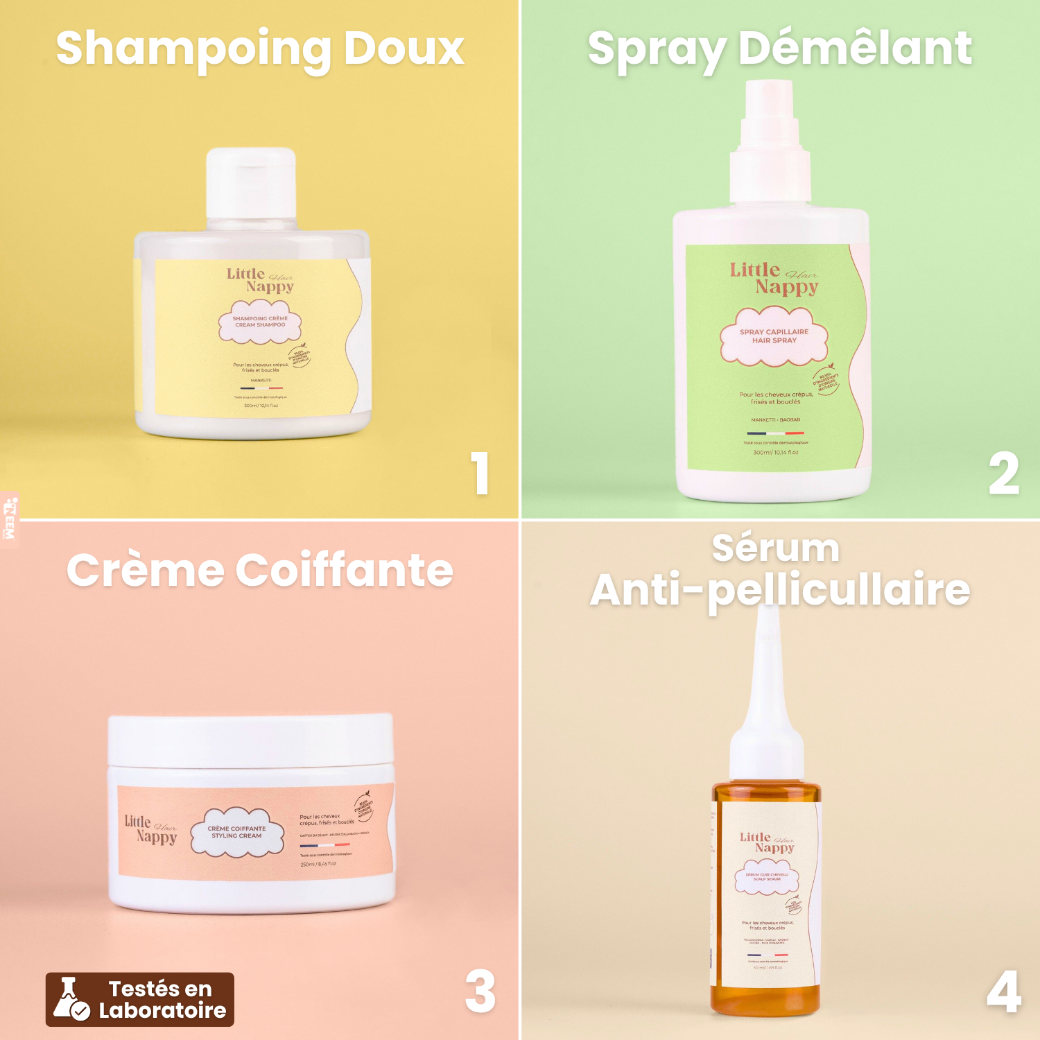 Gamme complète Little Nappy Hair dès 3 ans- 4 produits. Littlenappyhair