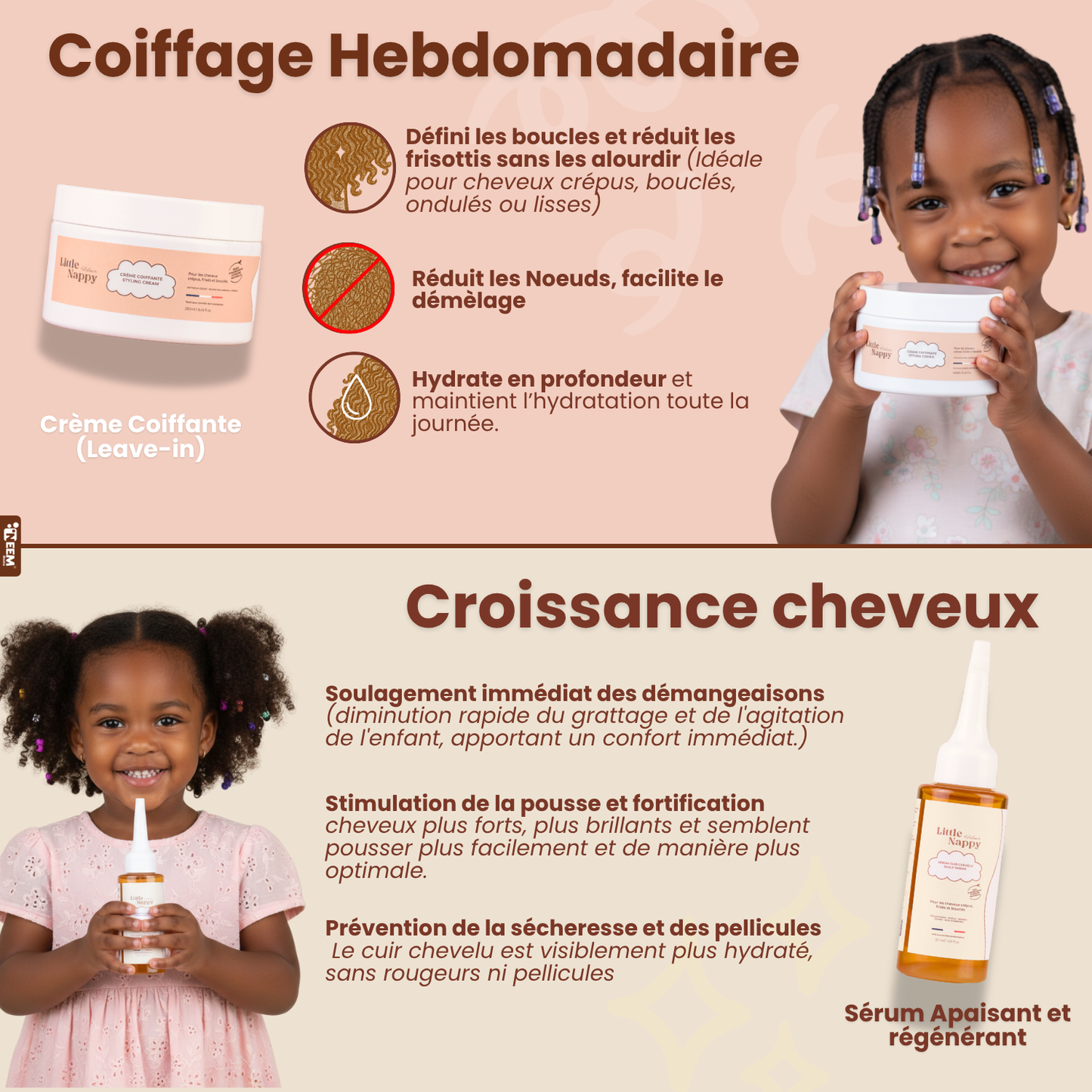 Gamme complète Little Nappy Hair dès 3 ans- 4 produits. Littlenappyhair
